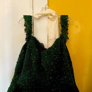 Emerald Green Off the Shoulder Dress, Size 20